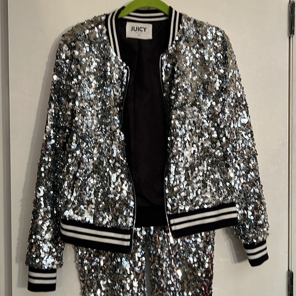 Juicy Sequin Bomber Jacket and Joggers SZ M - Picture 6 of 7